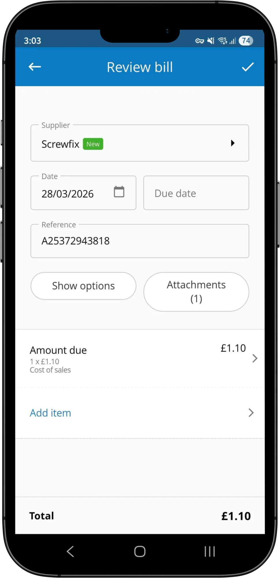 Capturing a bill with Auto Bills in the Clear Books mobile app
