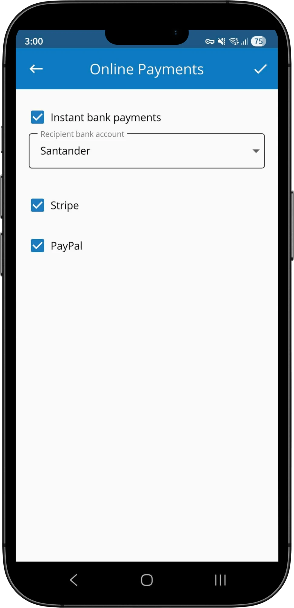 Choosing payment providers in the Clear Books mobile app