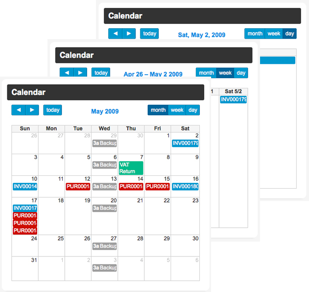 Clear Books Dashboard Calendar Widget Clear Books